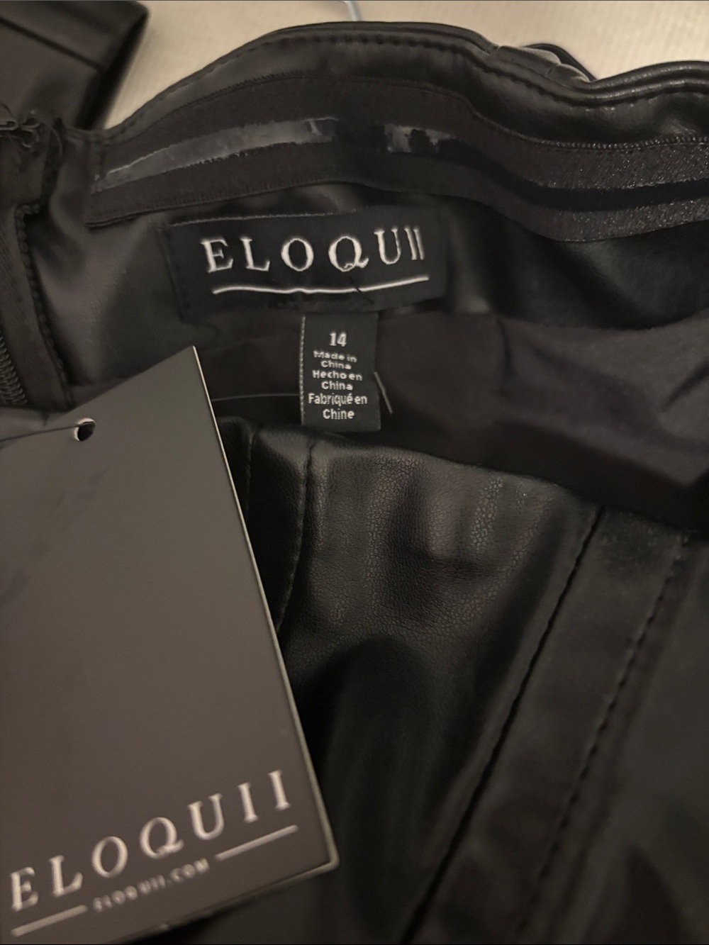 ELOQUII Black Faux Leather Wide-Leg Strapless Jumpsuit - Picture 5 of 5